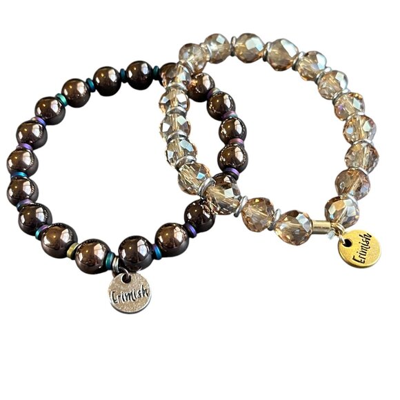 Erimish Metallics and Colorful Faceted Beaded Bracelet Stackable Logo Set - Picture 2 of 3
